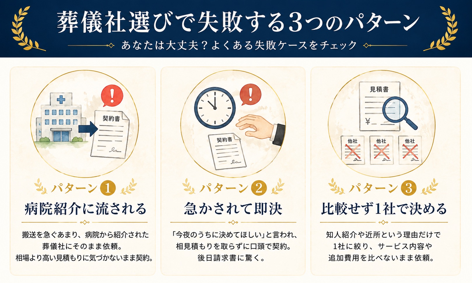 葬儀社選びで失敗する3つのパターン