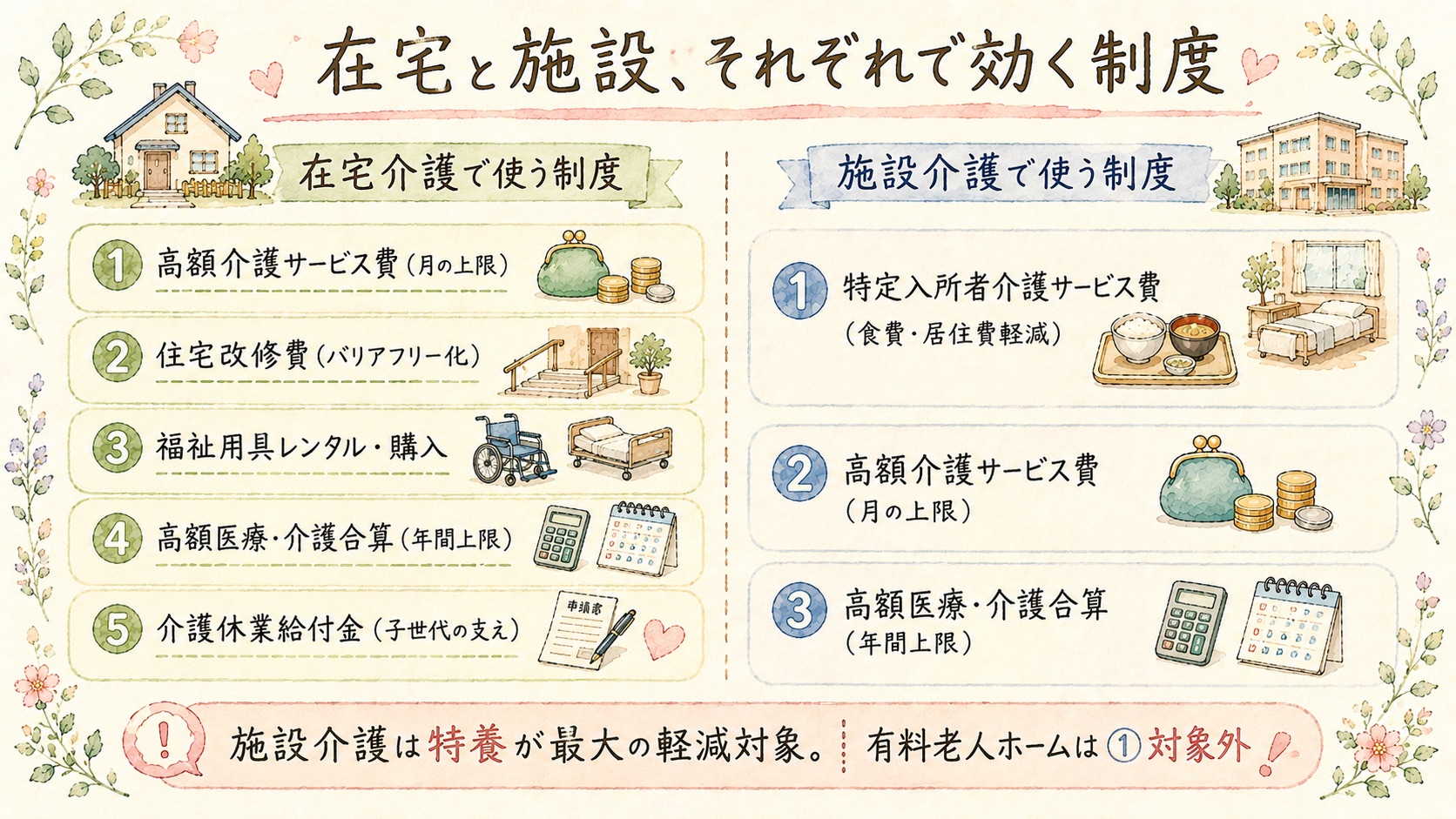 在宅介護と施設介護で使う制度の優先順位