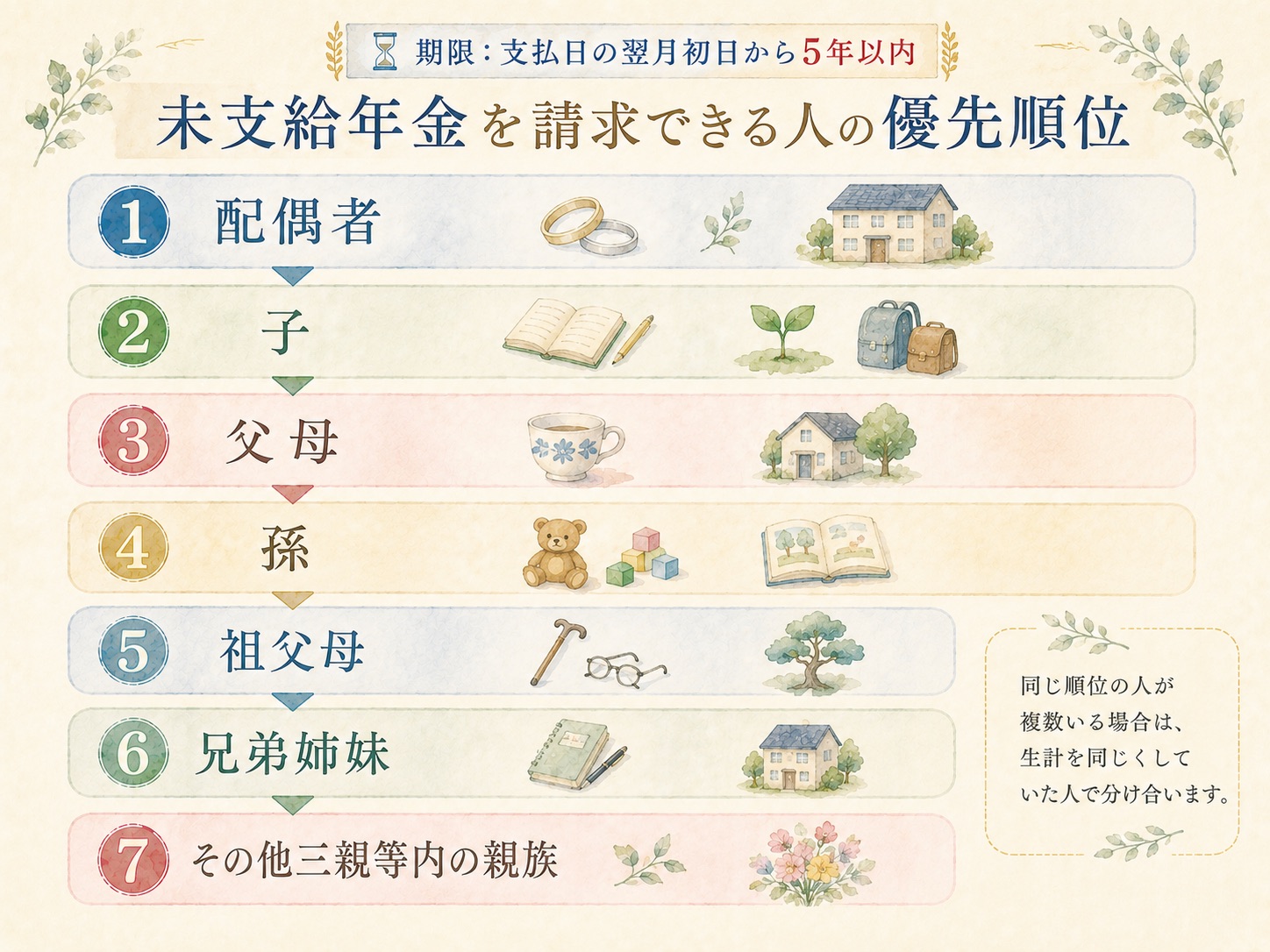 未支給年金を請求できる人の優先順位の図解