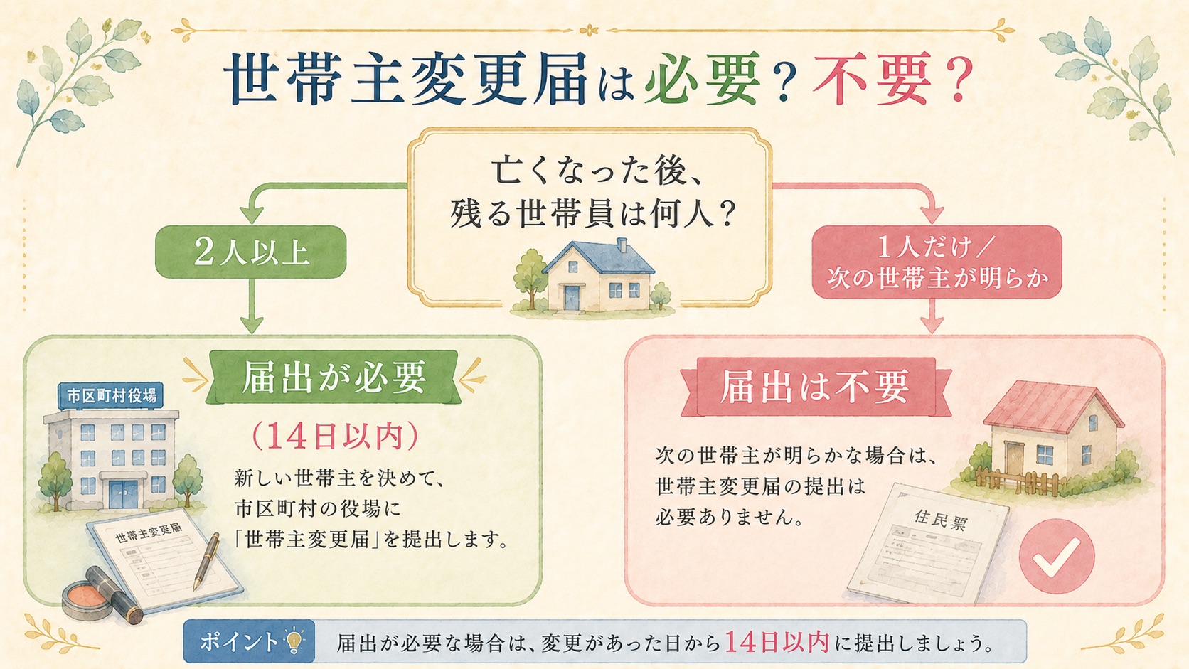世帯主変更届が必要か不要かの判定図解